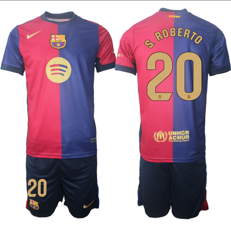 Men 2024-2025 Club Barcelona home Red blue 20 Soccer Jersey